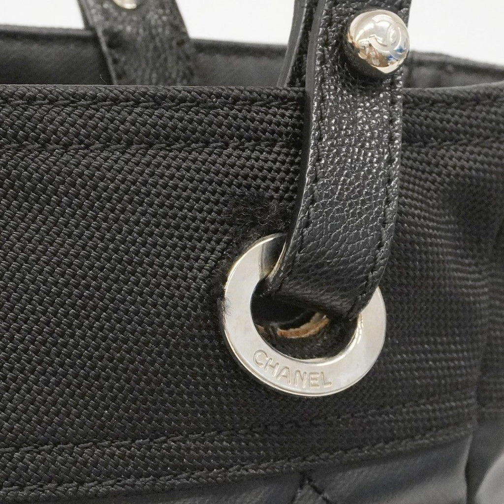Chanel Tote Paris Biarritz Canvas Black Silver — view 6