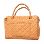 Chanel Handbag Quilted Lambskin Beige Gold