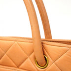 Chanel Handbag Quilted Lambskin Beige Gold — view 8