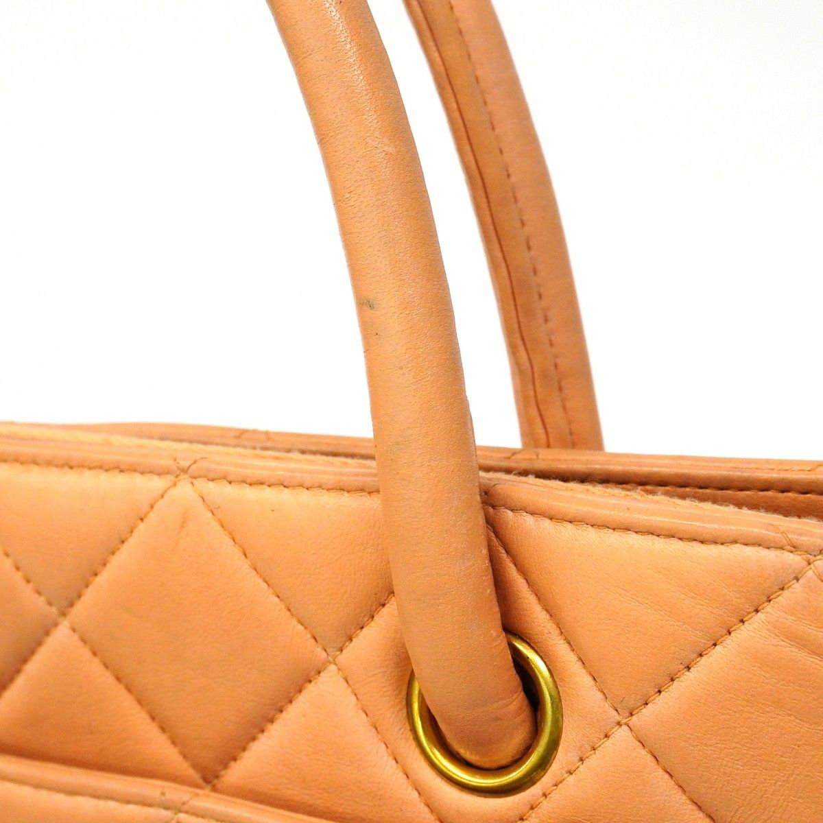Chanel Handbag Quilted Lambskin Beige Gold — view 8