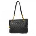 Chanel Shoulder Bag Quilted Lambskin Black Gold