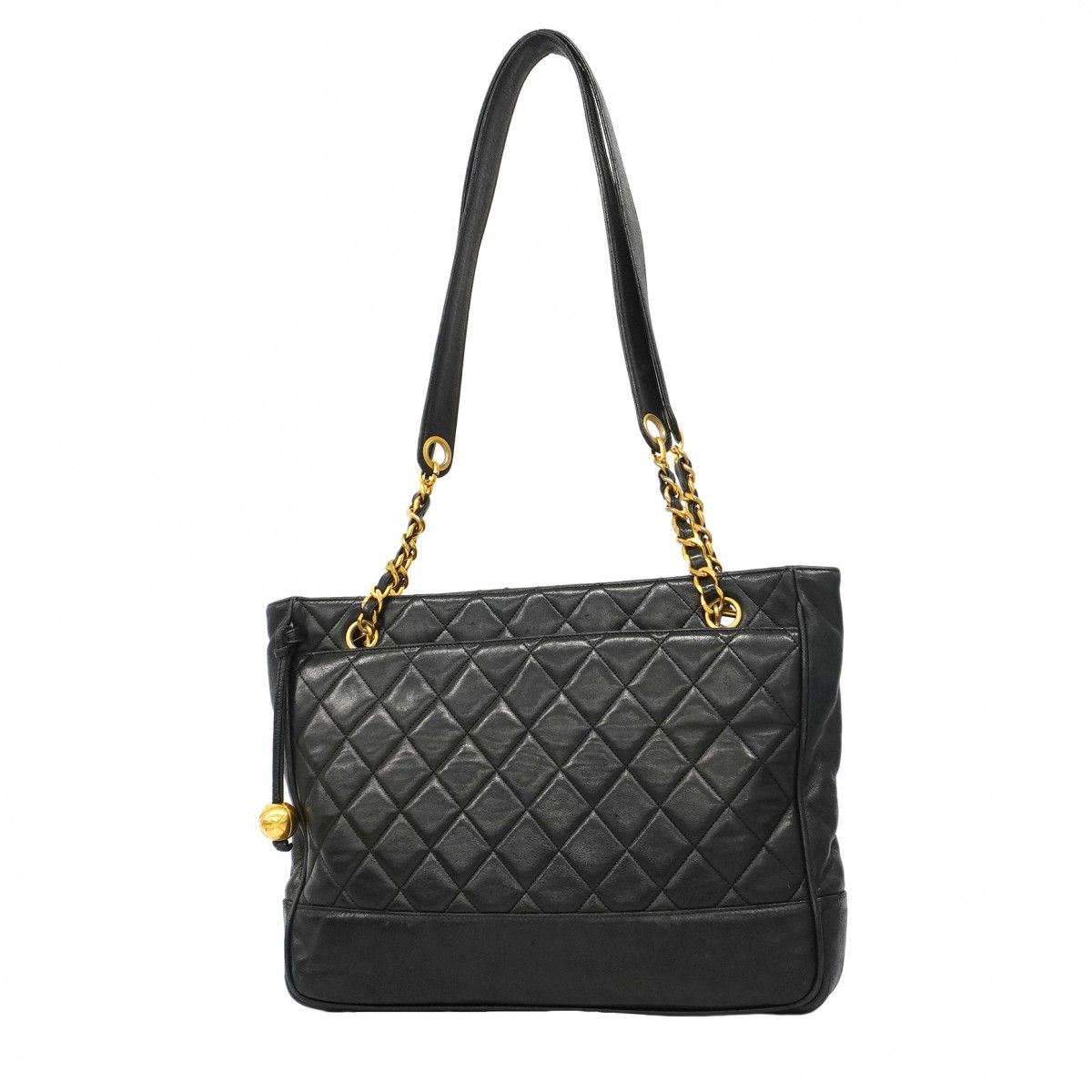 Chanel Shoulder Bag Quilted Lambskin Black Gold