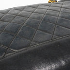 Chanel Shoulder Bag Quilted Lambskin Black Gold — view 8