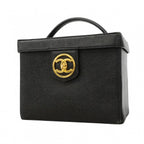 Chanel Vanity Bag Caviar Leather Black Gold
