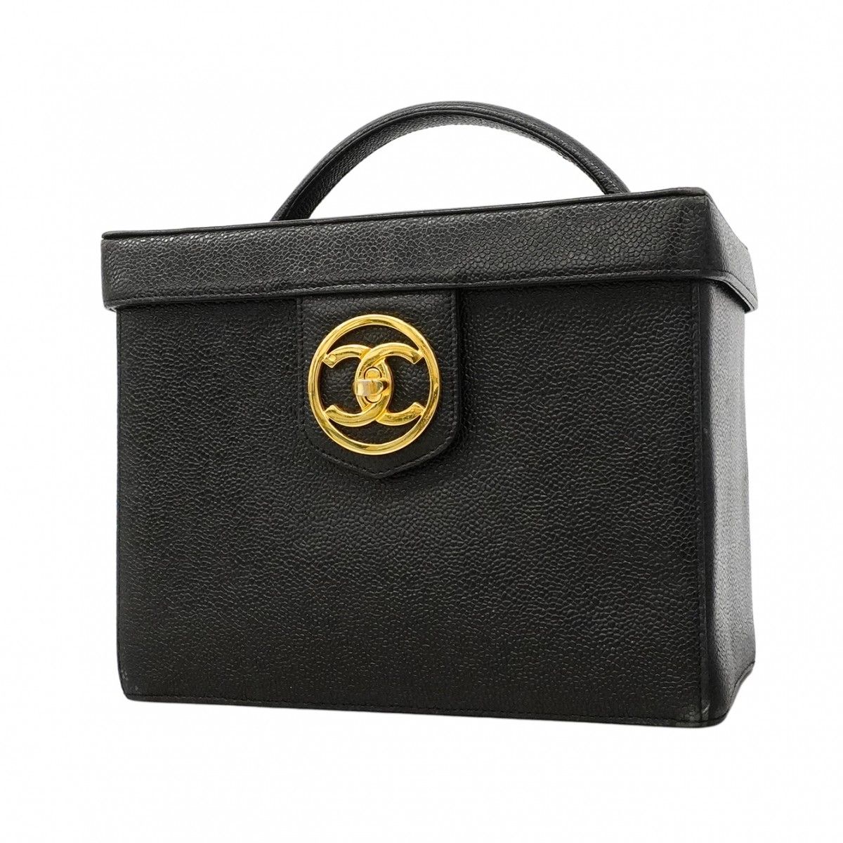 Chanel Vanity Bag Caviar Leather Black Gold