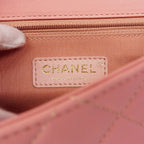 Chanel Shoulder Bag Quilted Leather Pink Gold — view 5