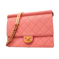 Chanel Shoulder Bag Quilted Leather Pink Gold