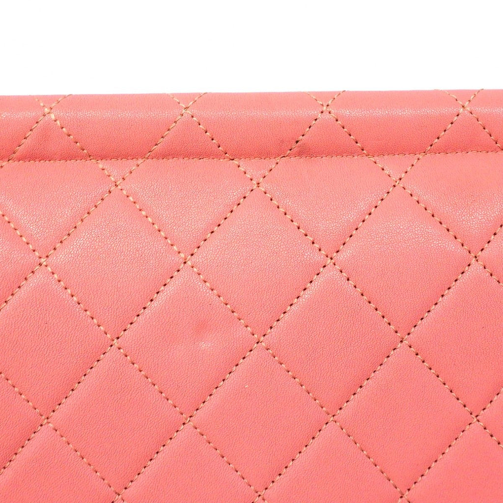 Chanel Shoulder Bag Quilted Leather Pink Gold — view 8