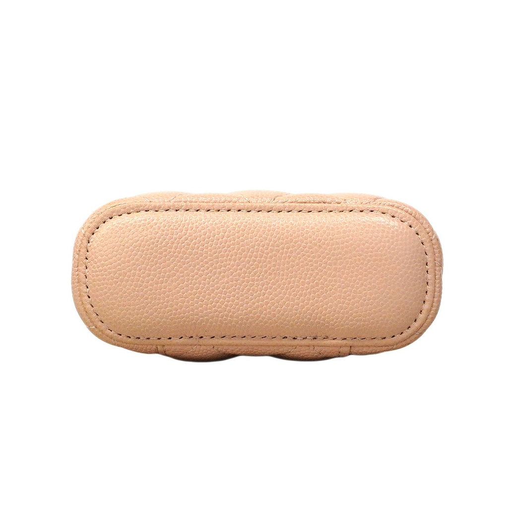 Chanel Shoulder Bag Quilted Caviar Leather Pink Beige Champagne Gold — view 3