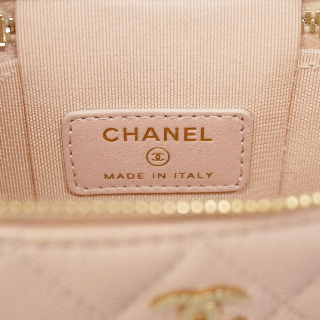 Chanel Shoulder Bag Quilted Caviar Leather Pink Beige Champagne Gold — view 5