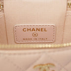 Chanel Shoulder Bag Quilted Caviar Leather Pink Beige Champagne Gold — view 5