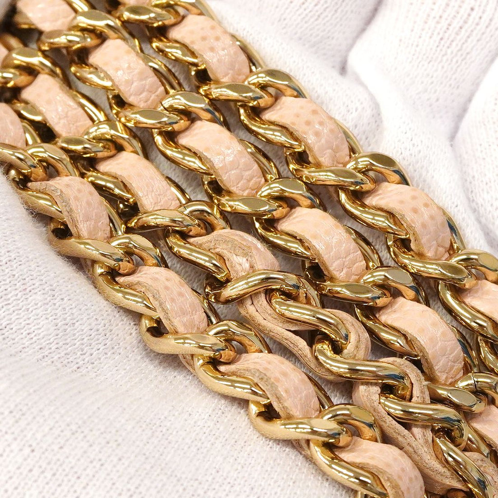 Chanel Shoulder Bag Quilted Caviar Leather Pink Beige Champagne Gold — view 9