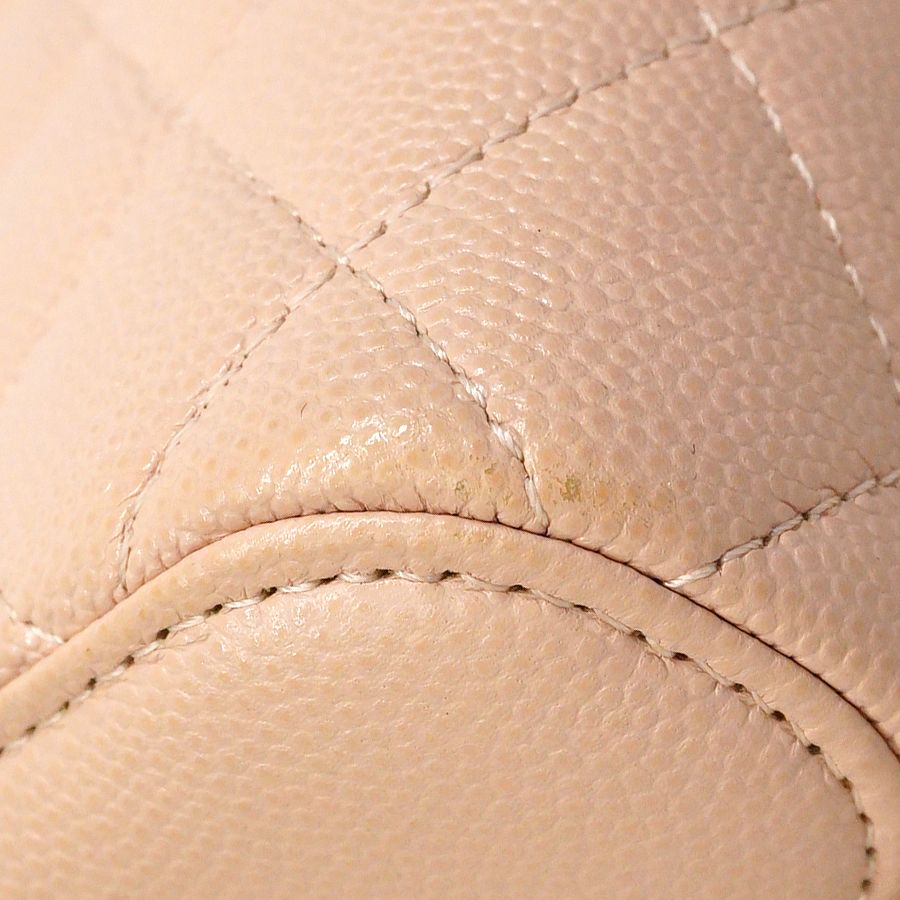 Chanel Shoulder Bag Quilted Caviar Leather Pink Beige Champagne Gold — view 6
