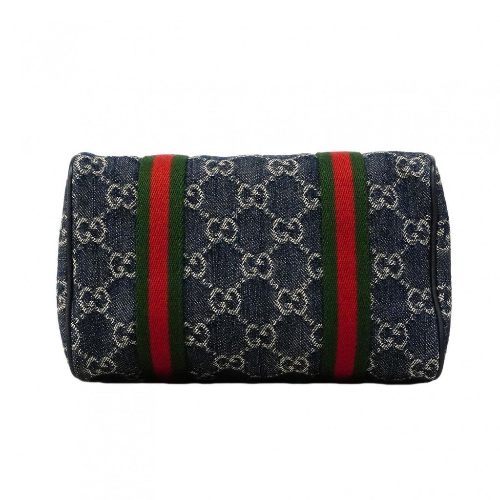 Gucci Handbag Sherry Line Denim Blue Champagne Gold 2-Way — view 3