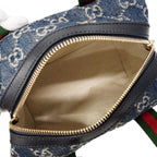 Gucci Handbag Sherry Line Denim Blue Champagne Gold 2-Way — view 4