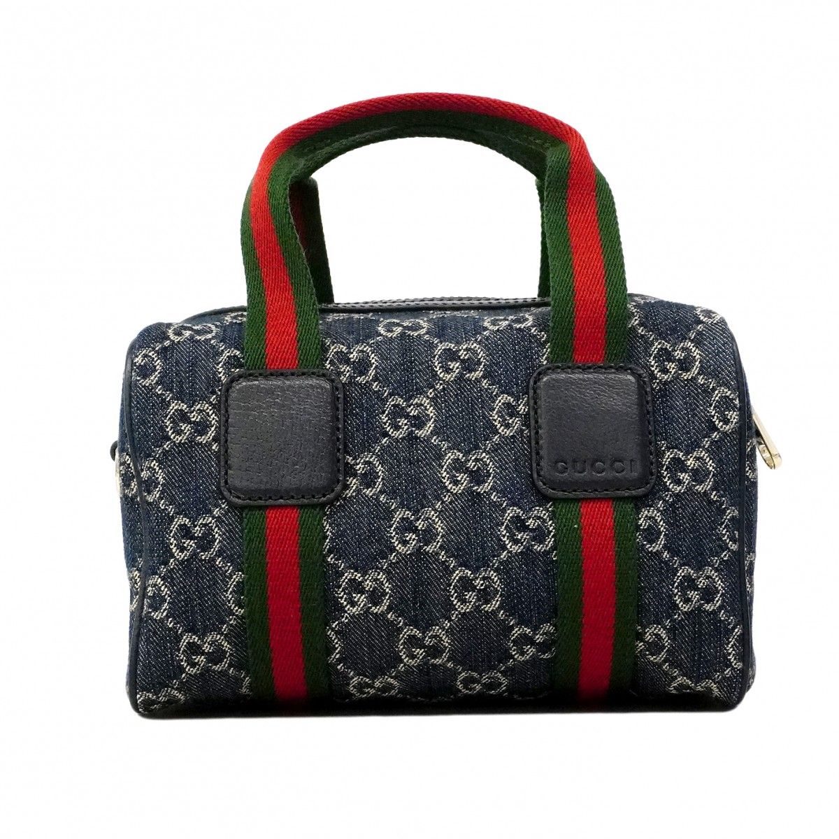 Gucci Handbag Sherry Line Denim Blue Champagne Gold 2-Way — view 7