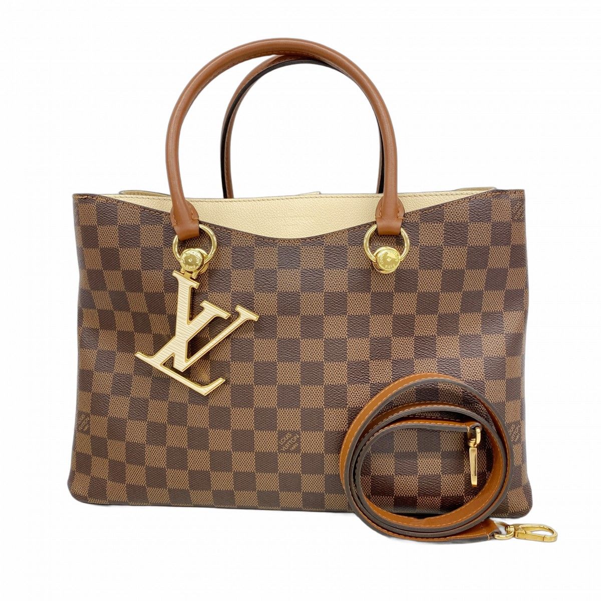 Louis Vuitton Tote Damier LV Riverside Ebene Cream 2-Way
