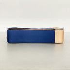 Chanel Shoulder Bag Choco Bar Satin Navy Orange Silver — view 3