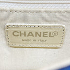 Chanel Shoulder Bag Choco Bar Satin Navy Orange Silver — view 5