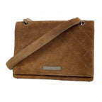 Chanel Shoulder Bag Quilted Suede Dark Brown