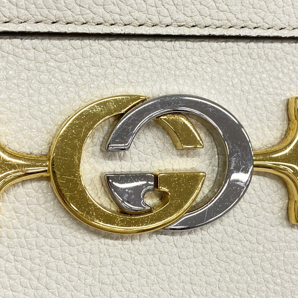 Gucci Handbag Zumi Leather White Gold Silver 2-Way — view 8