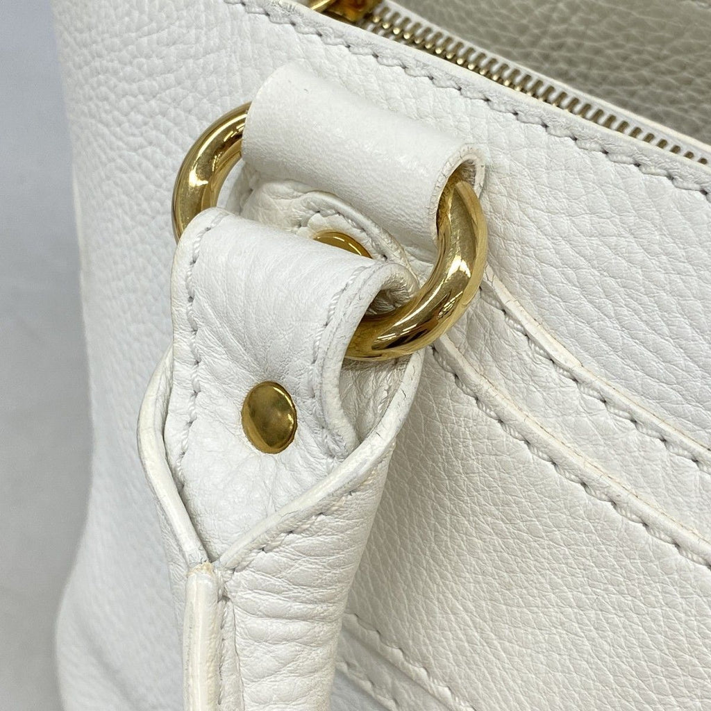 Celine Handbag Boogie Bag Leather White Gold — view 9