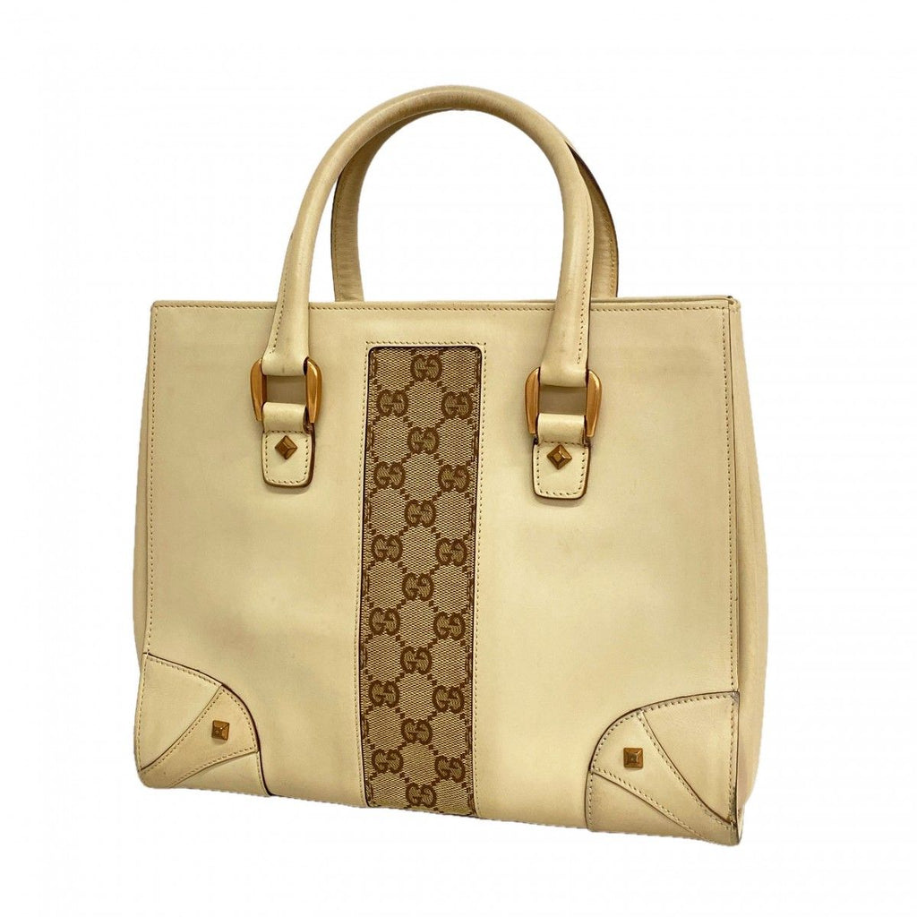 Gucci Handbag GG Canvas Leather Beige Pink Gold