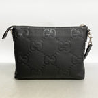 Gucci Shoulder Bag Jumbo GG Leather Black Silver — view 6