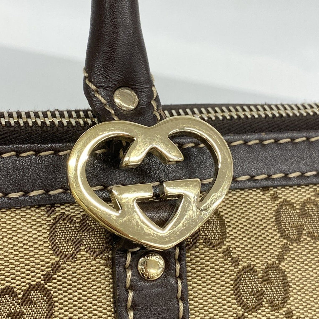 Gucci Tote Interlocking GG Canvas Brown Champagne Gold — view 9