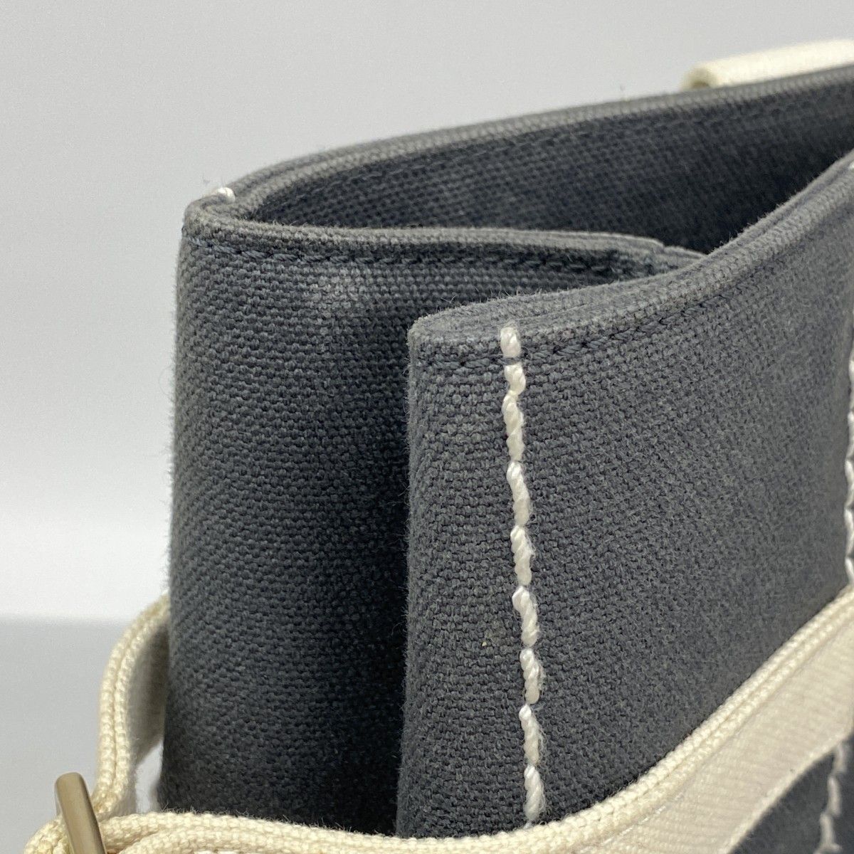 Chanel Tote Choco Bar Canvas Gray Champagne Gold — view 7