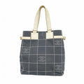Chanel Tote Choco Bar Canvas Gray Champagne Gold