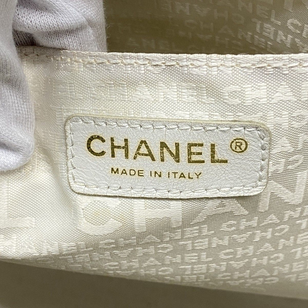 Chanel Tote Choco Bar Canvas Gray Champagne Gold — view 5