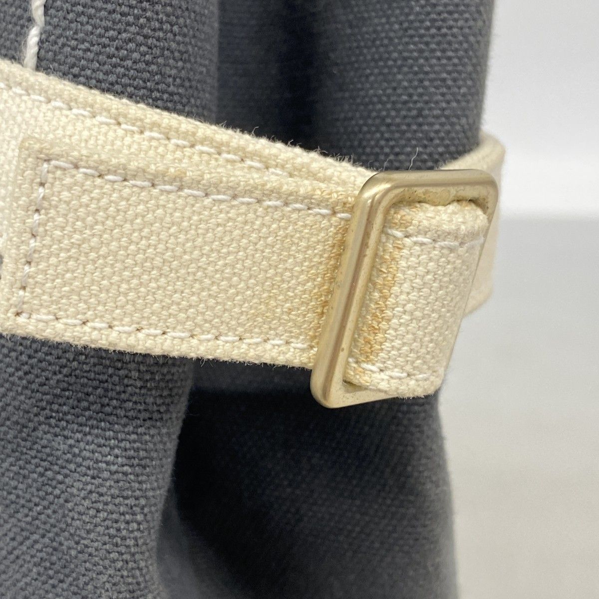 Chanel Tote Choco Bar Canvas Gray Champagne Gold — view 8