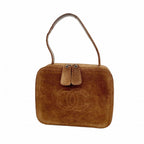 Chanel Handbag Suede Brown Silver