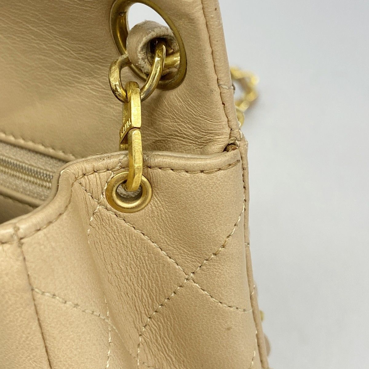 Chanel Shoulder Bag Mini Quilted Lambskin Beige Gold — view 8