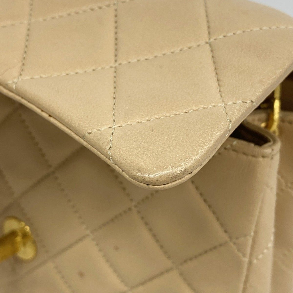 Chanel Shoulder Bag Mini Quilted Lambskin Beige Gold — view 7