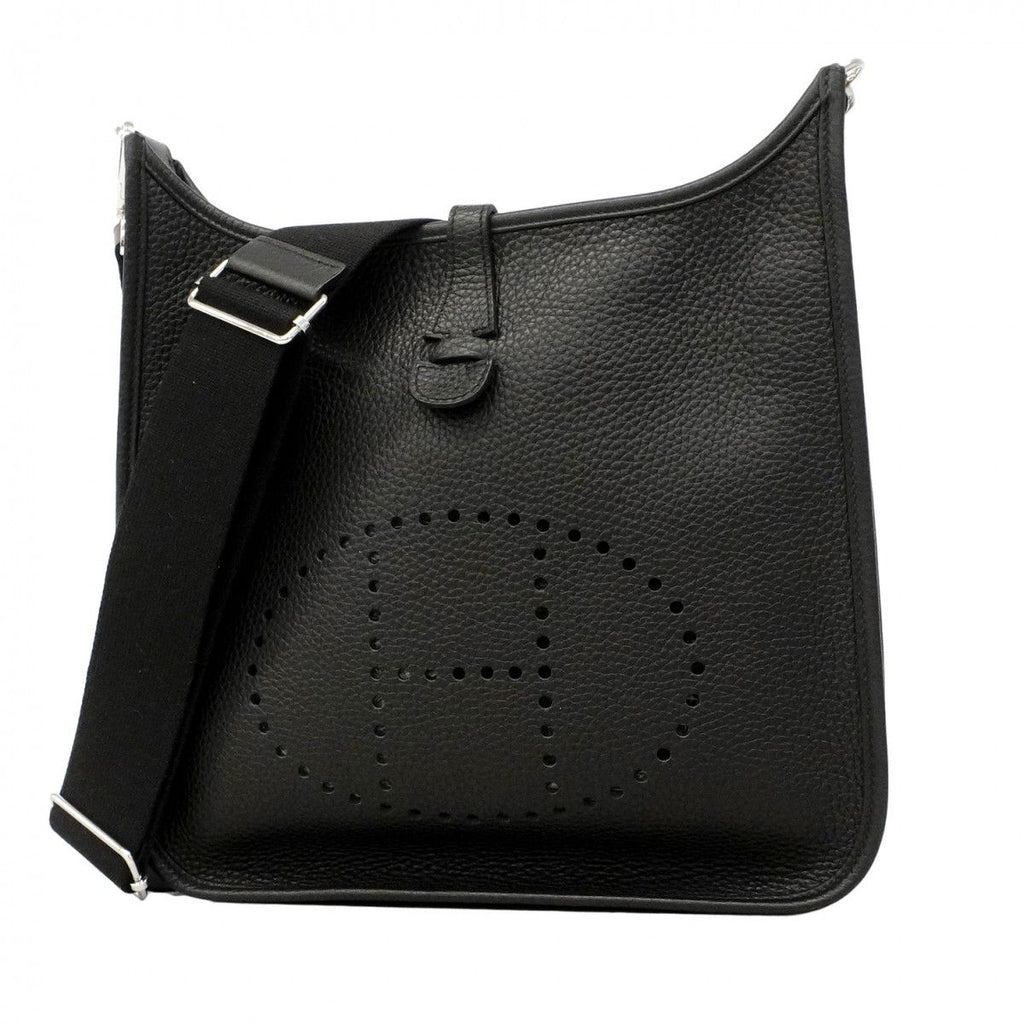 Hermes Shoulder Bag Evelyne PM Taurillon Black Silver