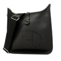 Hermes Shoulder Bag Evelyne PM Taurillon Black Silver
