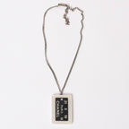 Chanel Plate Necklace White Silver Chain