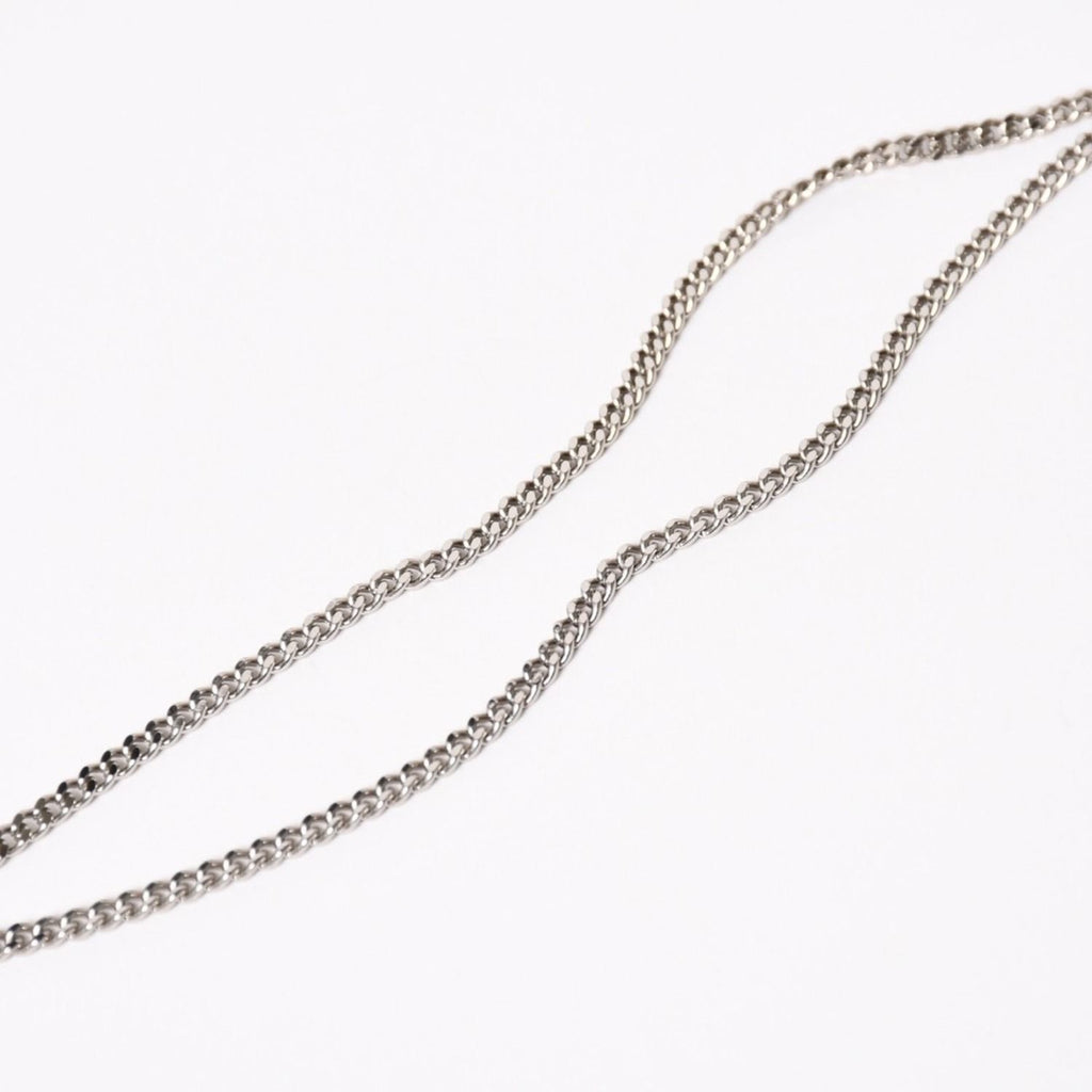 Chanel Plate Necklace White Silver Chain — view 8