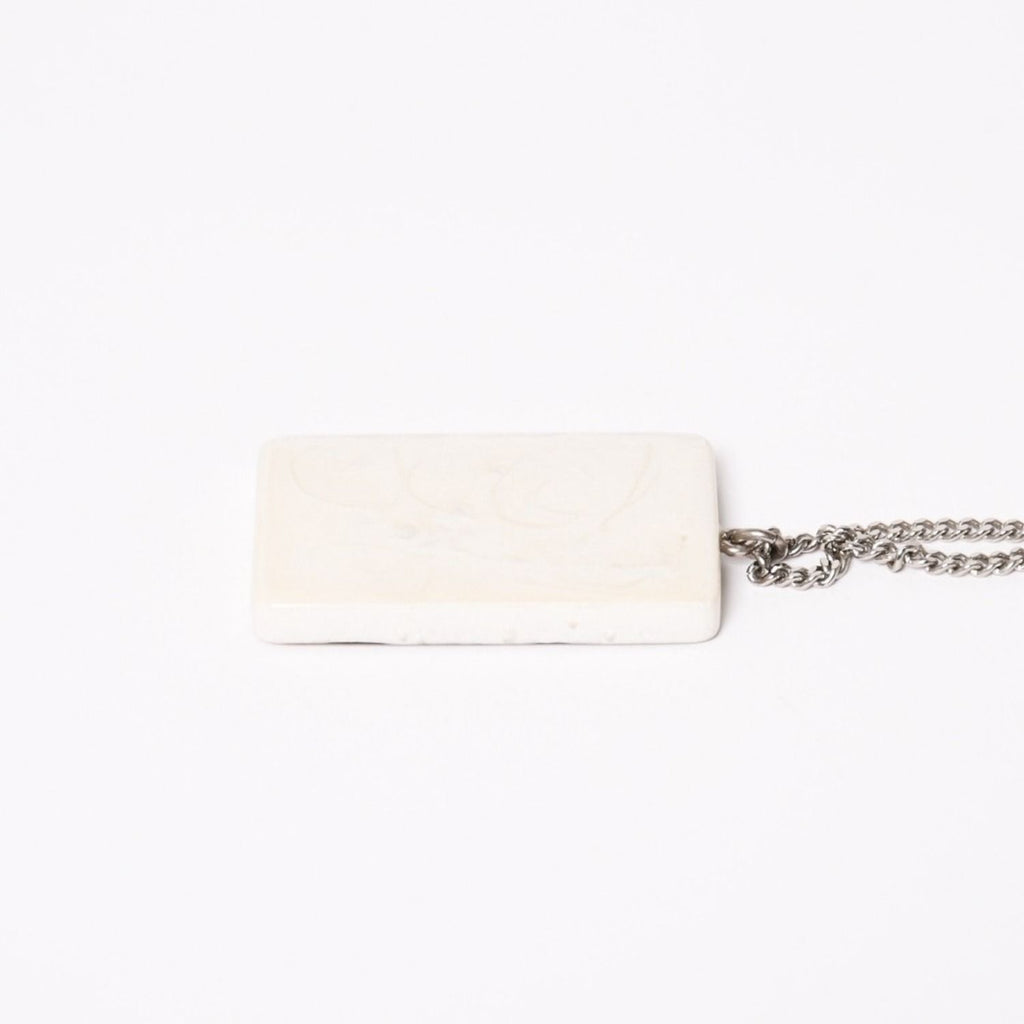 Chanel Plate Necklace White Silver Chain — view 7