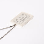 Chanel Plate Necklace White Silver Chain — view 6