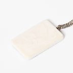 Chanel Plate Necklace White Silver Chain — view 3