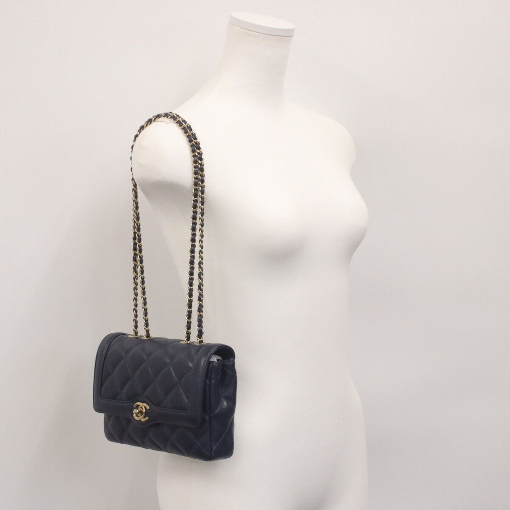 Chanel Navy Lamb Quilted 20 Single Flap — view 2