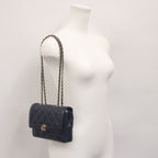Chanel Navy Lamb Quilted 20 Single Flap — view 2