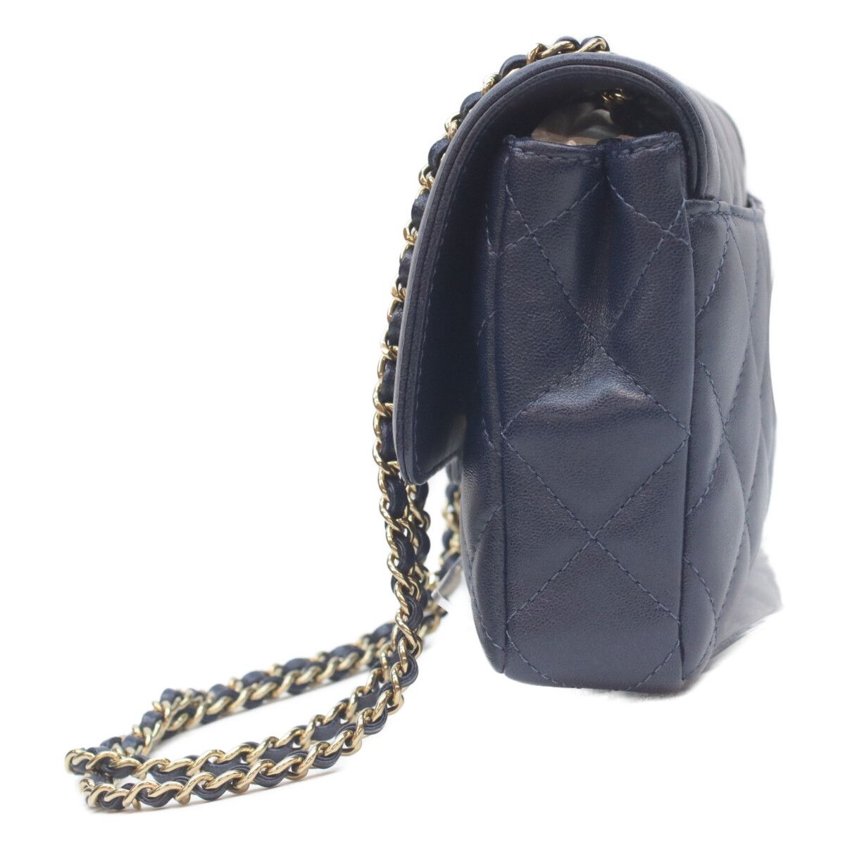 Chanel Navy Lamb Quilted 20 Single Flap — view 4