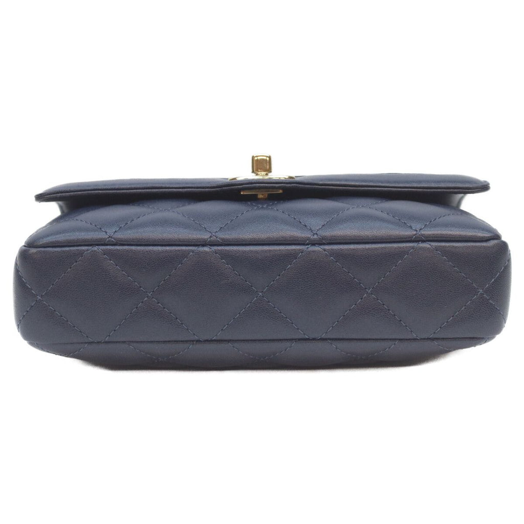 Chanel Navy Lamb Quilted 20 Single Flap — view 7