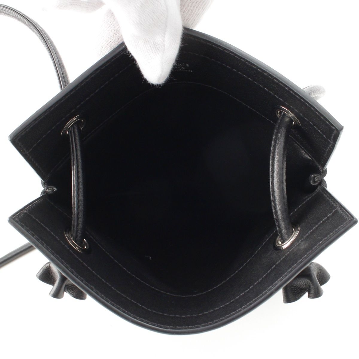 Hermes Aline Mini Swift Leather Shoulder Bag Noir Black — view 6