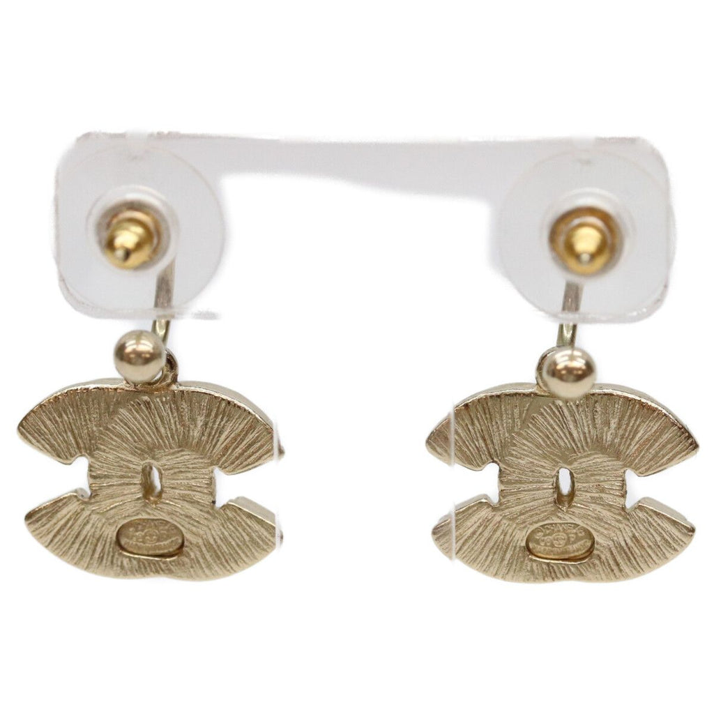Chanel Gold Red CC Logo Hoop Earrings — view 3