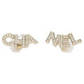 Chanel Gold Rhinestone Logo Earrings